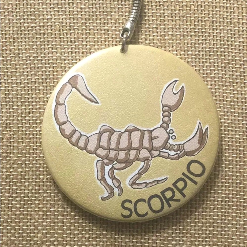 SCORPIO Vintage Zodiac Sign Astrology Round Metal Key Chain